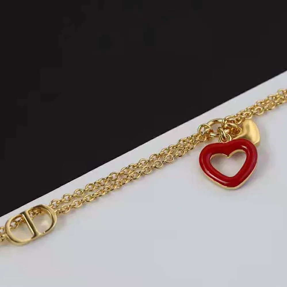 Dior Dioramour Necklace Gold-Finish Metal and Red Lacquer for Women Dior Dioramour Necklace Gold-Finish Metal and Red Lacquer for Women