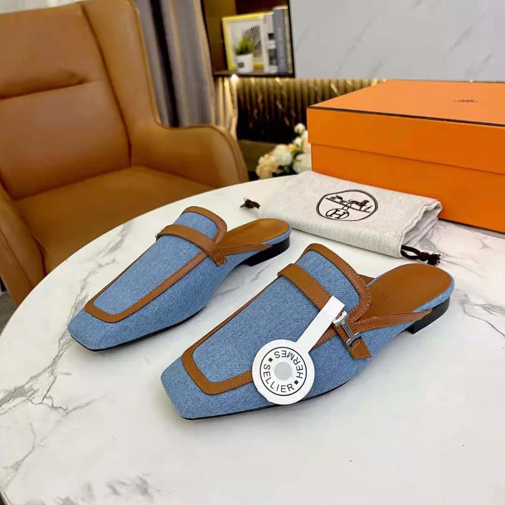 Hermes in H Canvas and Calfskin for Women in Blue Hermes in H Canvas and Calfskin for Women in Blue