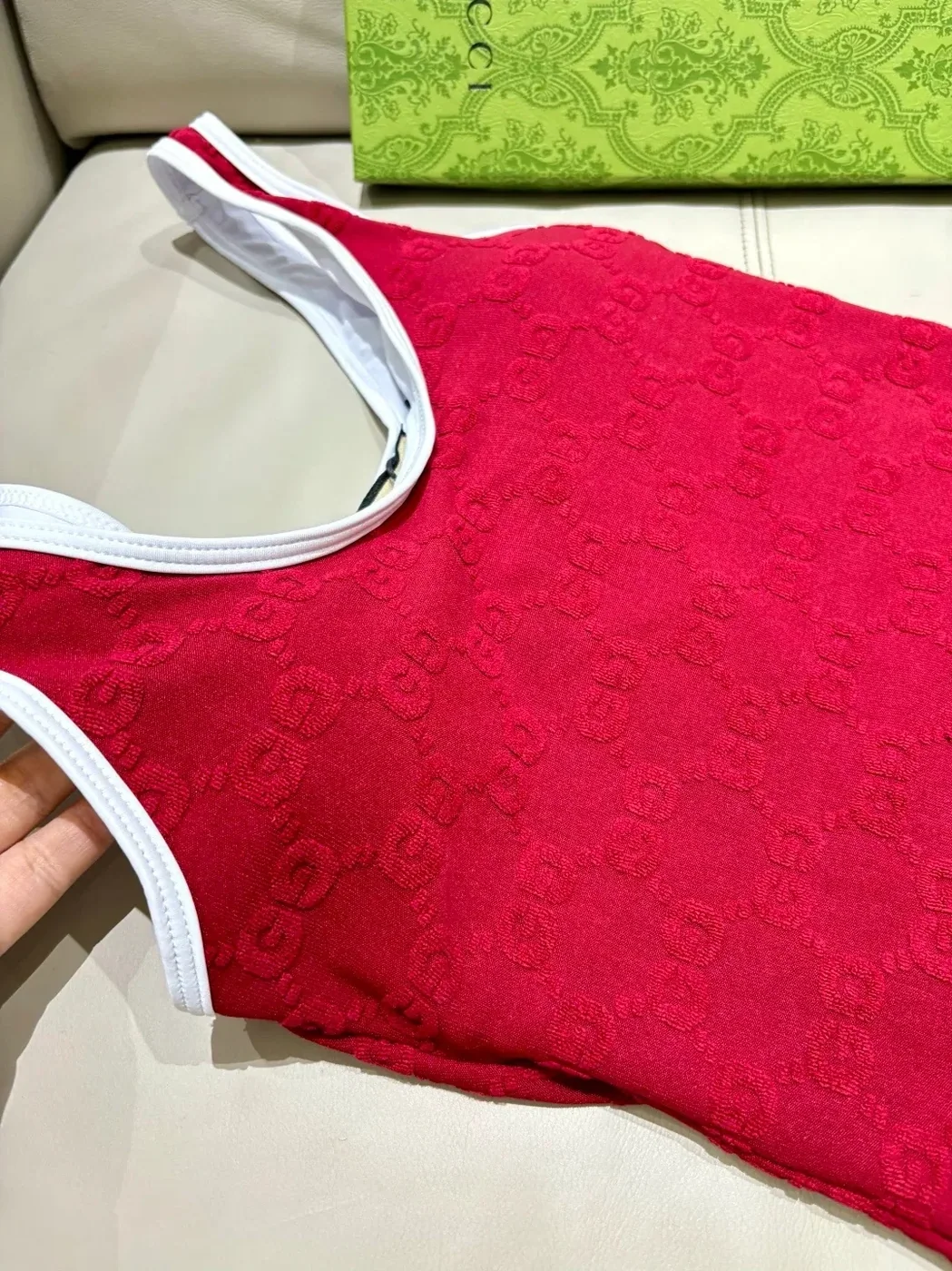 Gucci GG Jacquard One in Piece Swimsuit Red