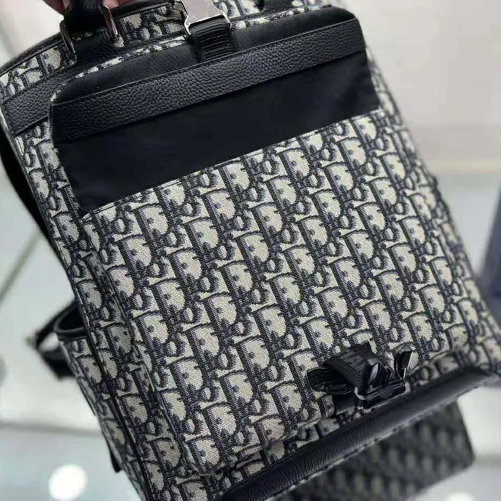 Dior Explorer Tote Bag Beige and Black Dior Oblique Jacquard and Black Grained Calfskin for Men