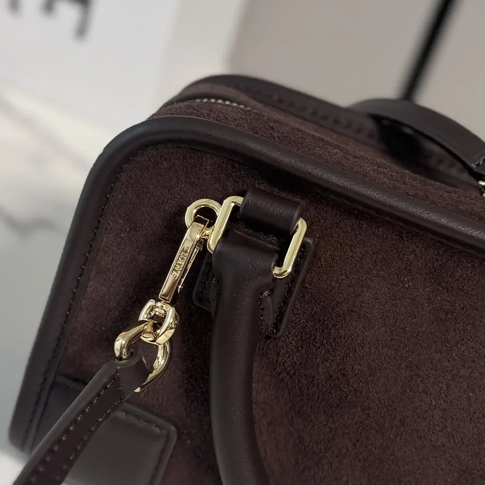 Loewe Mini Amazona 180 Bag in Suede for Women in Dark Chestnut Loewe Mini Amazona 180 Bag in Suede for Women in Dark Chestnut