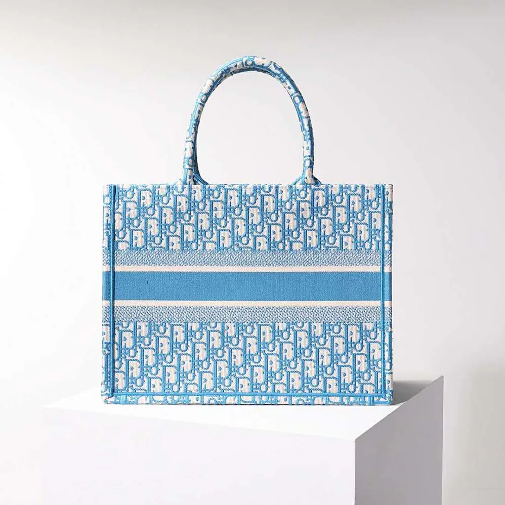 Dior Small Dior Book Tote Cornflower Blue Dior Oblique Embroidery for Women Dior Small Dior Book Tote Cornflower Blue Dior Oblique Embroidery for Women