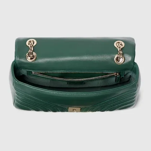 Gucci Marmont Medium Shoulder Bag in Green Light Gold Hardware