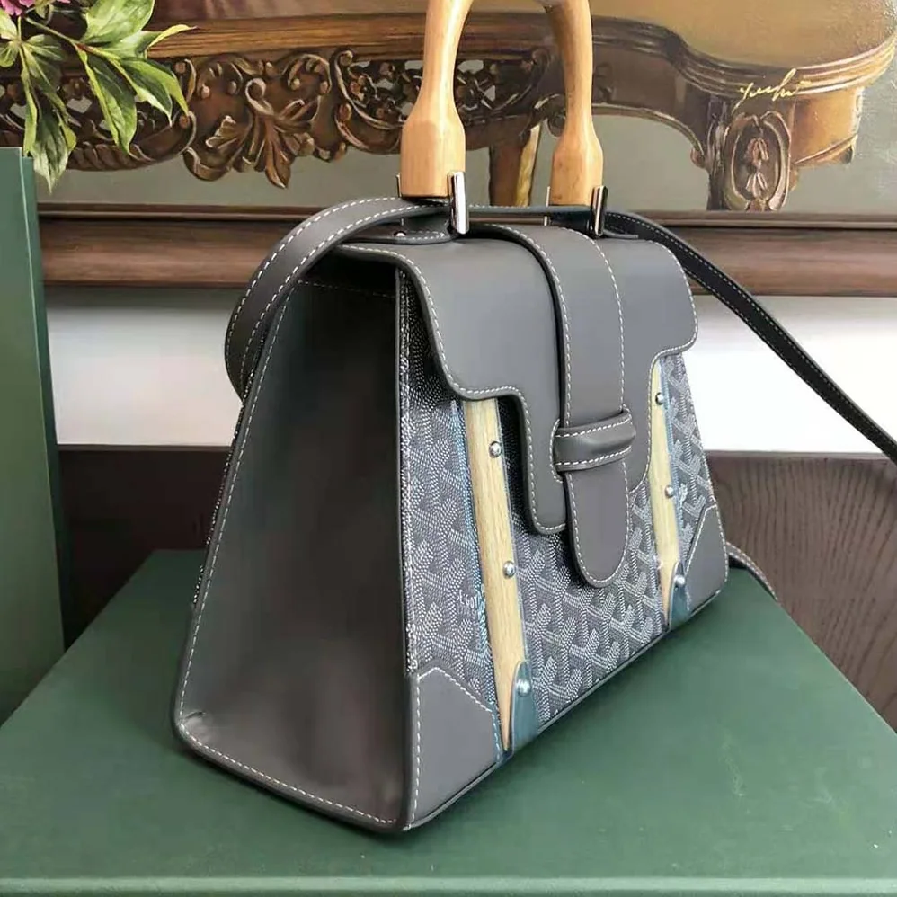 Goyard Sac Saïgon PM in Toile Goyardine & Clamecy Calfskin for Women in Gray Goyard Sac Saïgon PM in Toile Goyardine & Clamecy Calfskin for Women in Gray