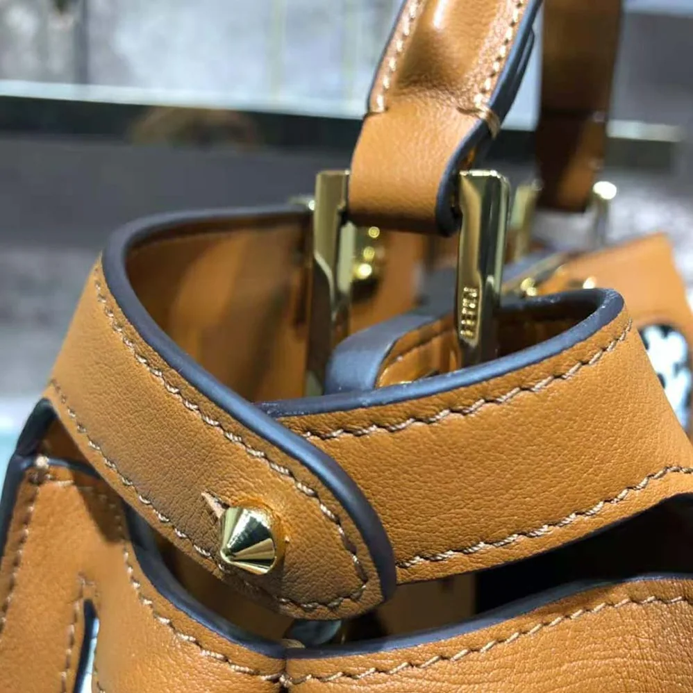 Fendi Peekaboo Iconic Essentially Check Interlace Bag for Women in Brown Fendi Peekaboo Iconic Essentially Check Interlace Bag for Women in Brown