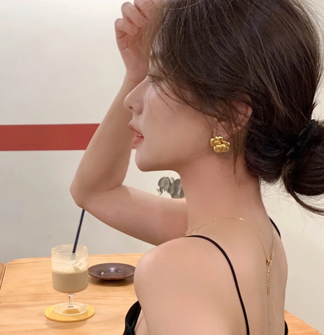 Chanel Camellia Stud Earrings Gold Chanel Camellia Stud Earrings Gold