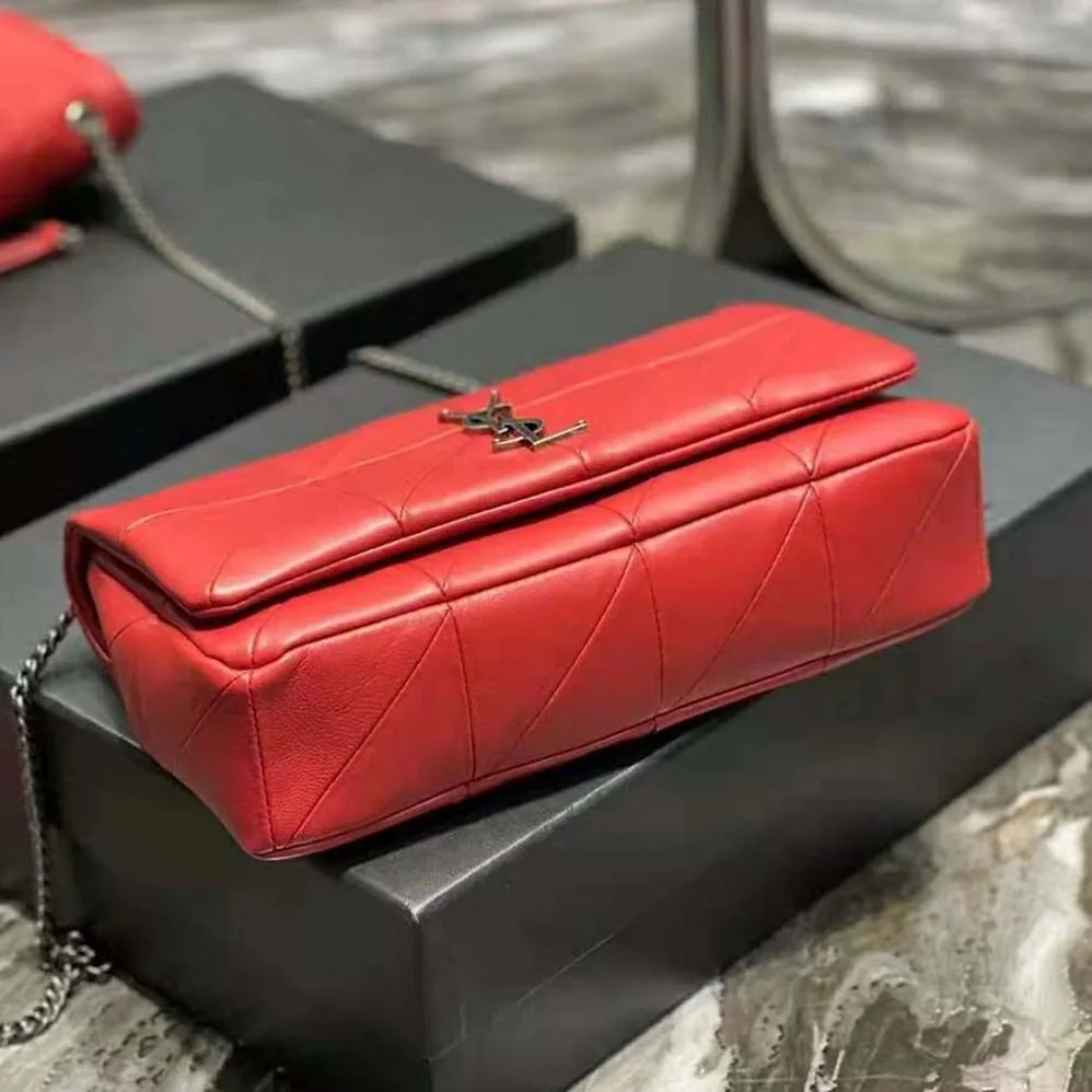 Saint Laurent YSL Jamie Medium Carre Reive Gauche in Lambskin for Women in Red