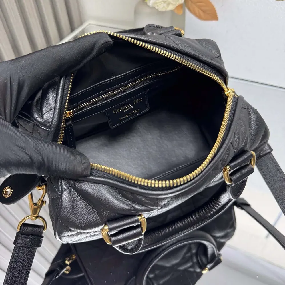 Dior Dior Groove 20 Bag Black Macrocannage Calfskin for Women