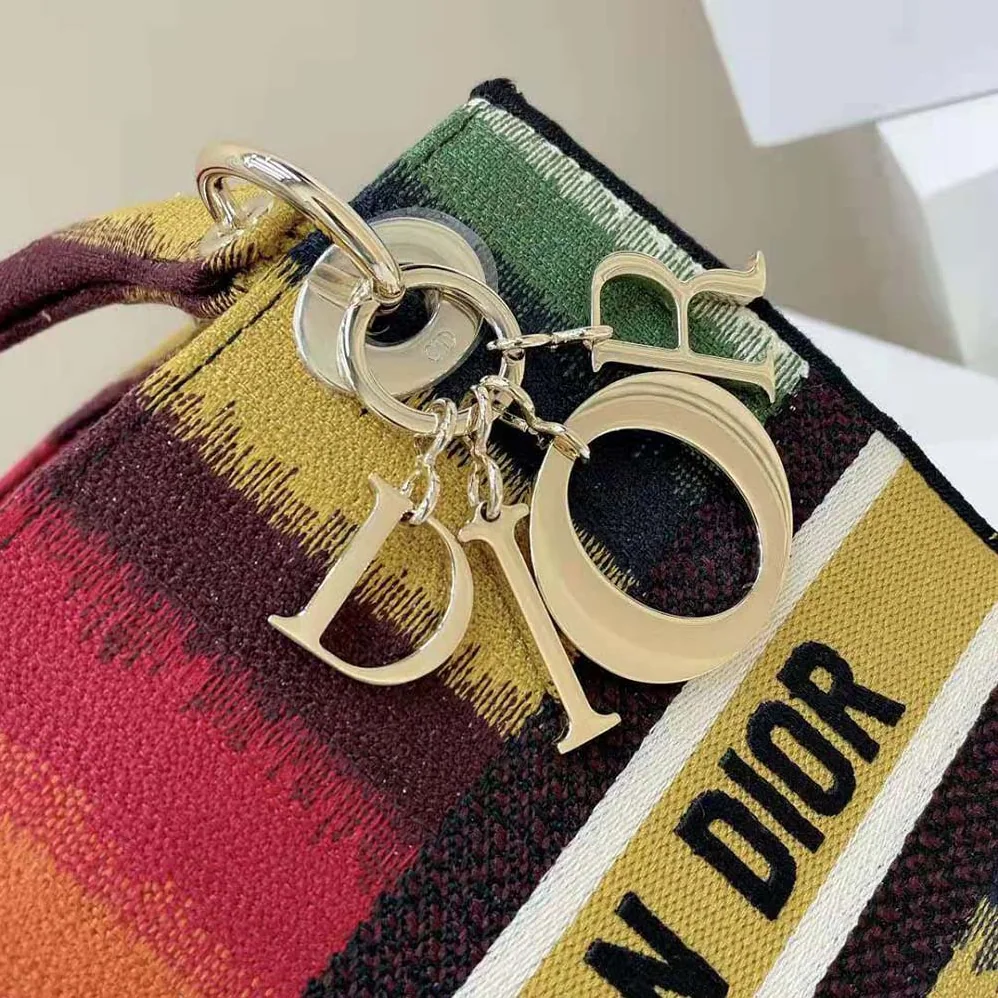 Dior Medium Lady D-lite Bag Multicolor D for Women in Stripes Embroidery Dior Medium Lady D-lite Bag Multicolor D for Women in Stripes Embroidery