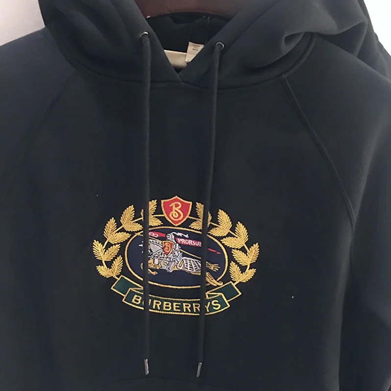 Burberry Embroidered Archive Logo Oversized Hoodie for Unisex in Black