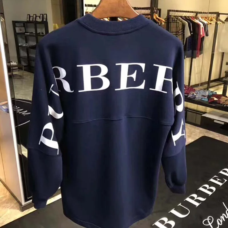 Burberry Logo Print Cotton Oversized Top for Men in Navy Burberry Logo Print Cotton Oversized Top for Men in Navy
