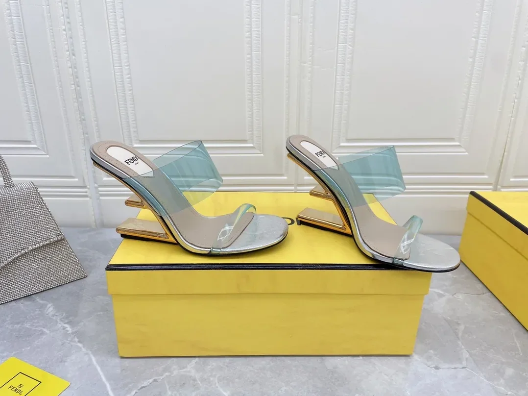 Fendi First Blue Transparent High in Heeled Sandals Fendi First Blue Transparent High in Heeled Sandals