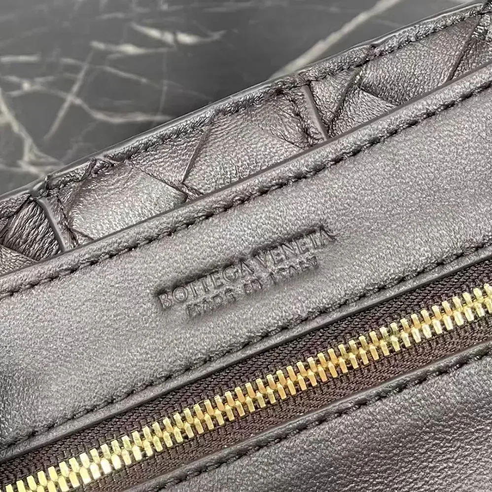 Bottega Veneta Small Andiamo Intrecciato Leather Top Handle Bag for Women in Chocolate Brown