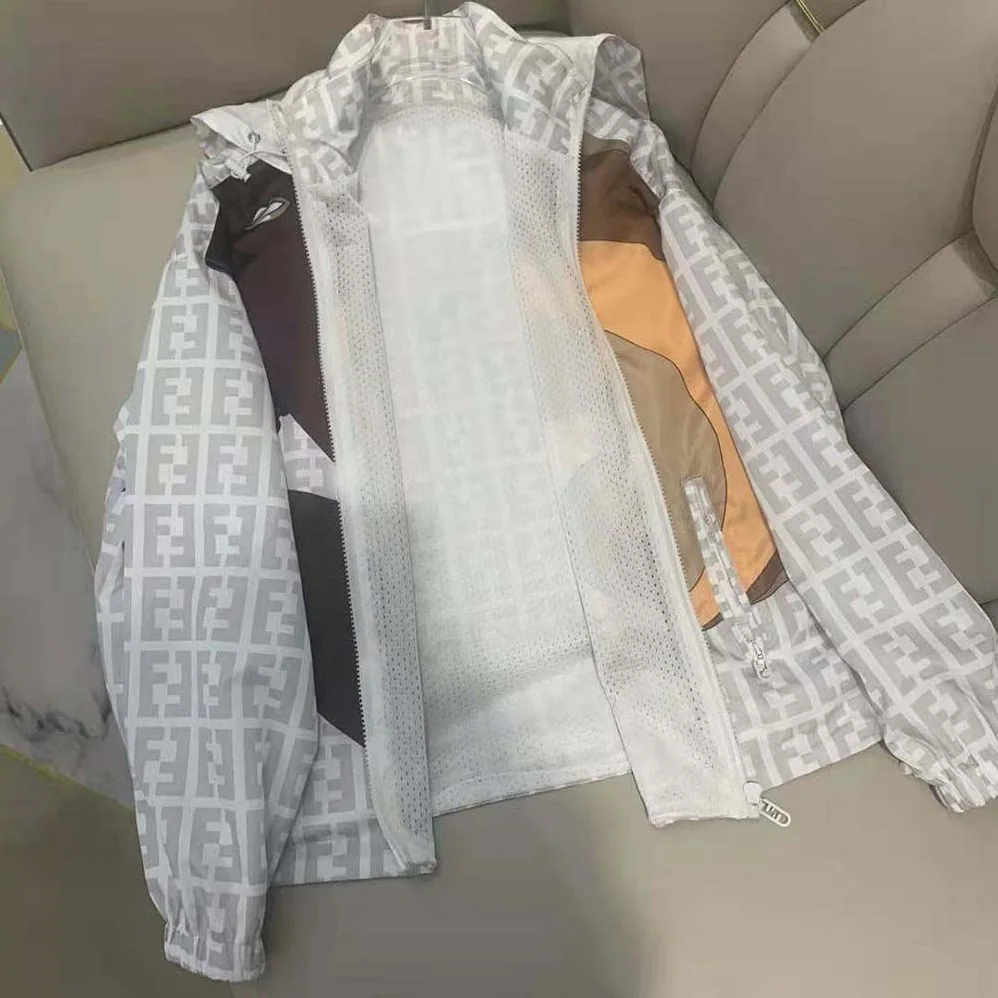 Fendi Windbreaker Multicolor Nylon Jacket for Women in White