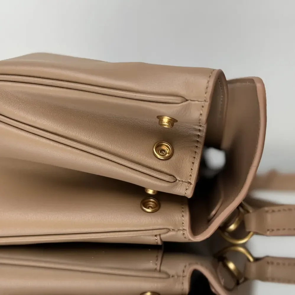 Balenciaga Rodeo Handbag Small In latte Smooth Calfskin Aged for Women in gold Hardware