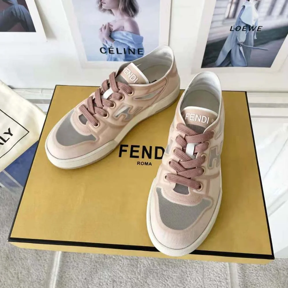 Fendi Match Pink Mesh Low Tops for Unisex