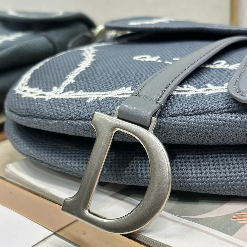 Dior Saddle Bag with Strap Blue and White Book Cover Embroidery for Women Dior Saddle Bag with Strap Blue and White Book Cover Embroidery for Women
