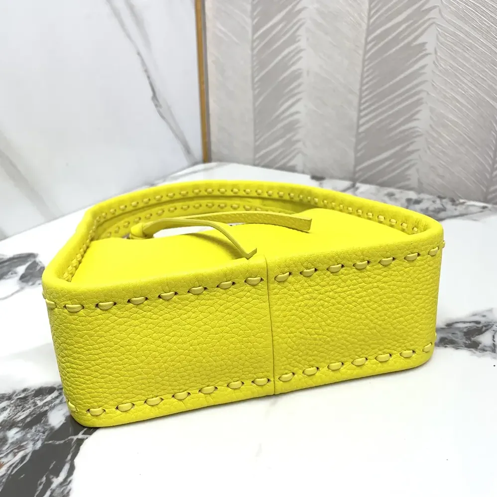 Fendi Mini Fendessence Small Acid Yellow Selleria Bag with 264 Hand for Women in sewn Topstitches