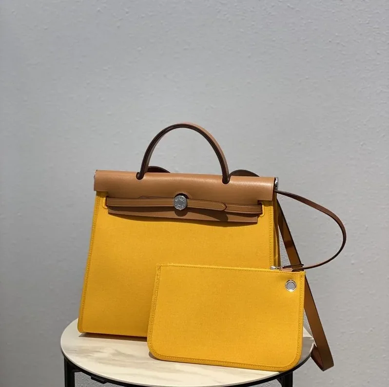 Hermes Herbag Zip Bag Yellow, Silver Toned Hardware Bag Hermes Herbag Zip Bag Yellow, Silver Toned Hardware Bag