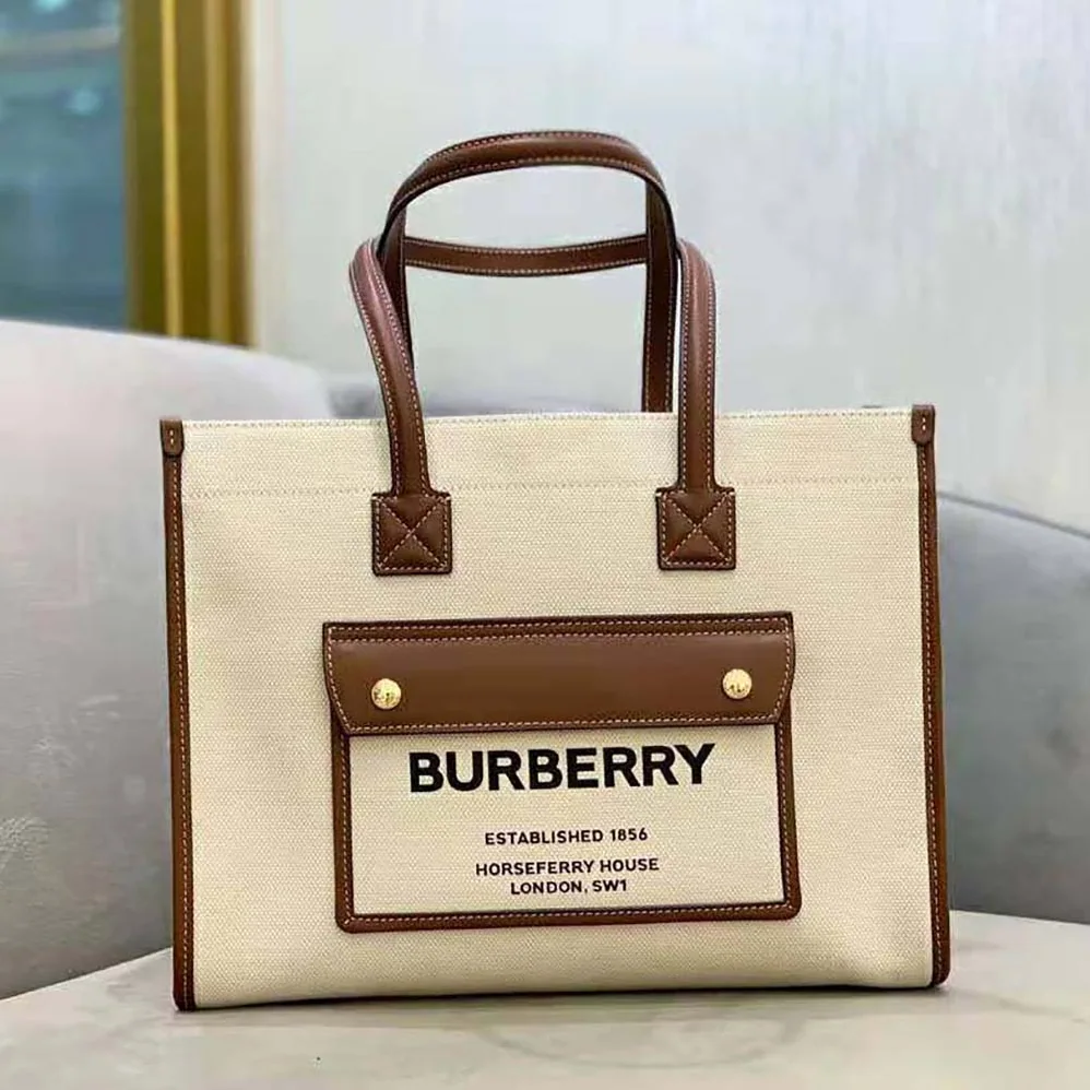 Burberry Small Freya Tote for Women in Beige