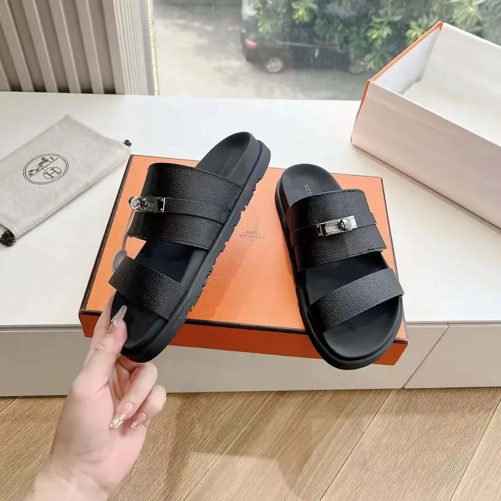 Hermes Jackson Sandal in Epsom Calfskin for Unisex in Black Hermes Jackson Sandal in Epsom Calfskin for Unisex in Black