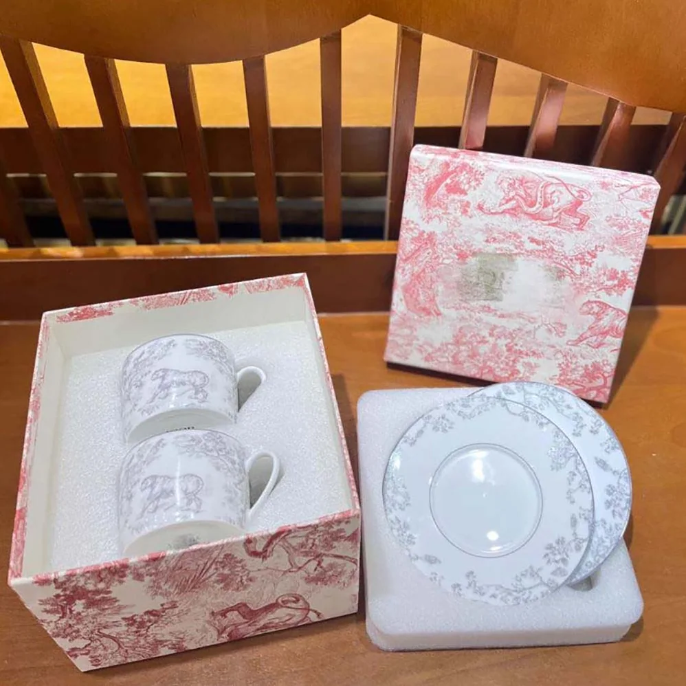 Dior Teacup Saucer Gray Toile De Jouy for Unisex Dior Teacup Saucer Gray Toile De Jouy for Unisex