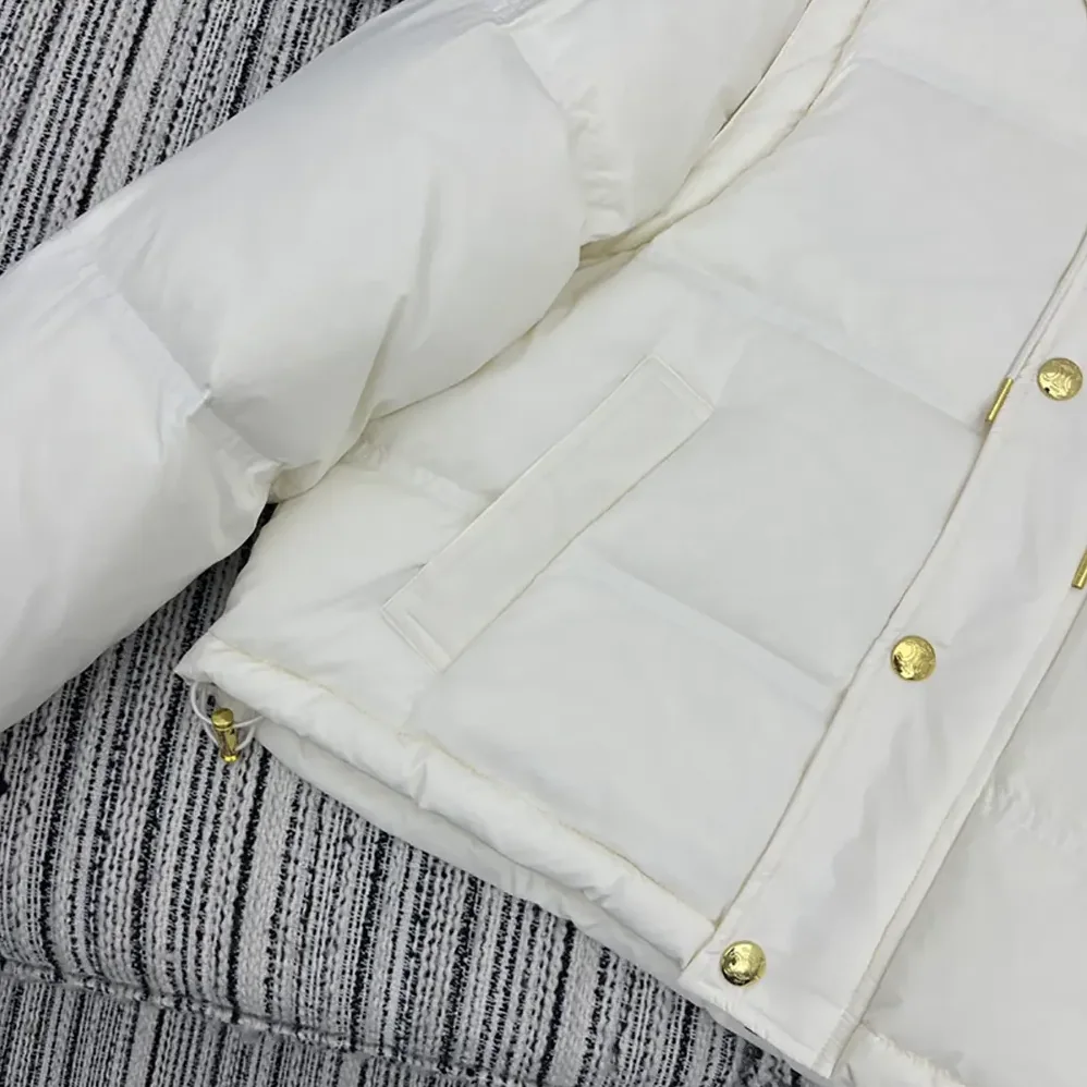 Celine Triomphe Cropped Down Jacket in Lightweight Nylon for Women in White