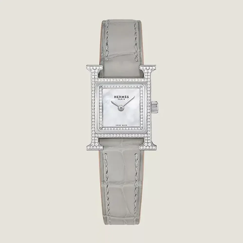Hermes Heure H Watch Mini Model 21 mm for Women in Silver