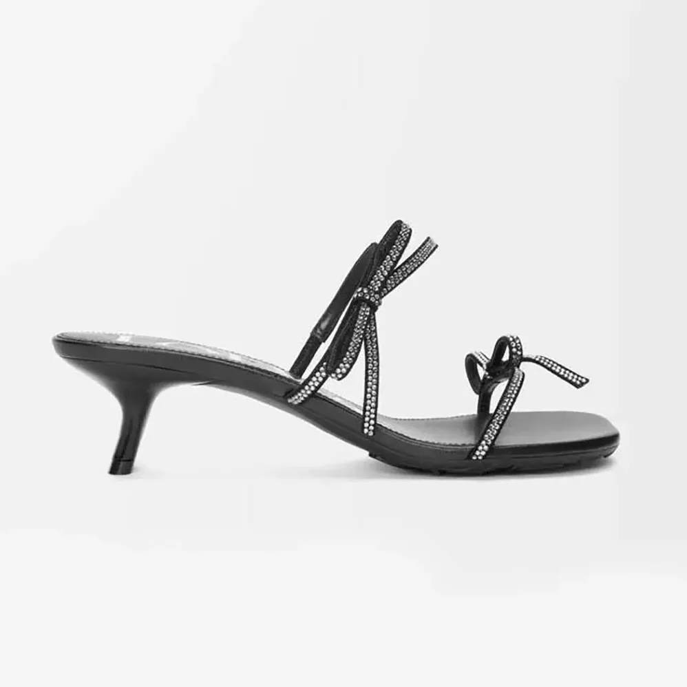 Loewe Petal Sandal in Suede and Rhinestones for Women in Black Loewe Petal Sandal in Suede and Rhinestones for Women in Black