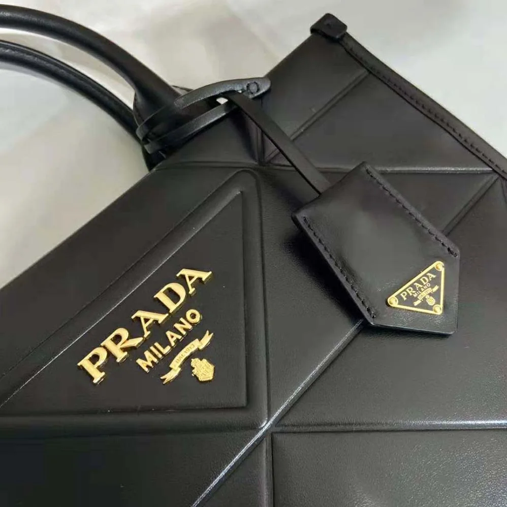 Prada Small Leather Prada Symbole Bag with Topstitching for Women