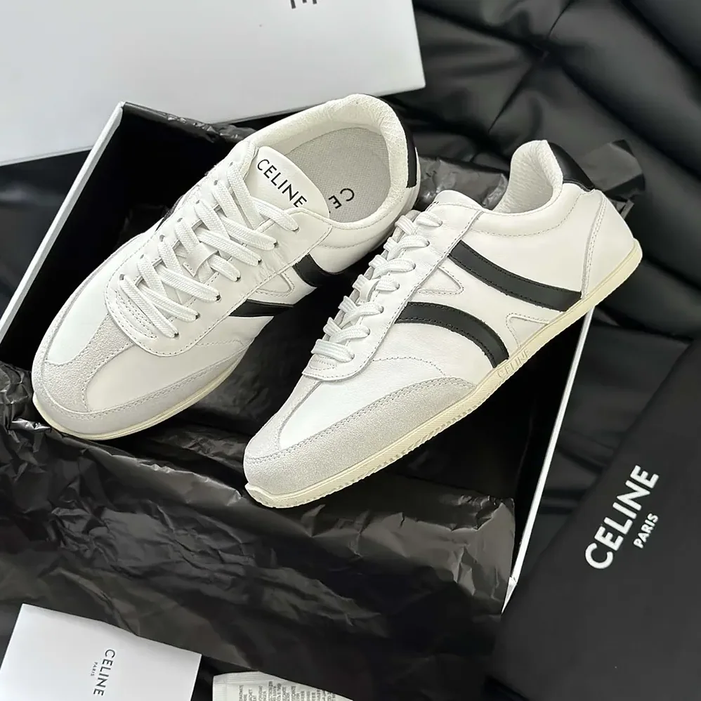 Celine Jogger Low Lace up Sneaker in Calfskin for Unisex in White