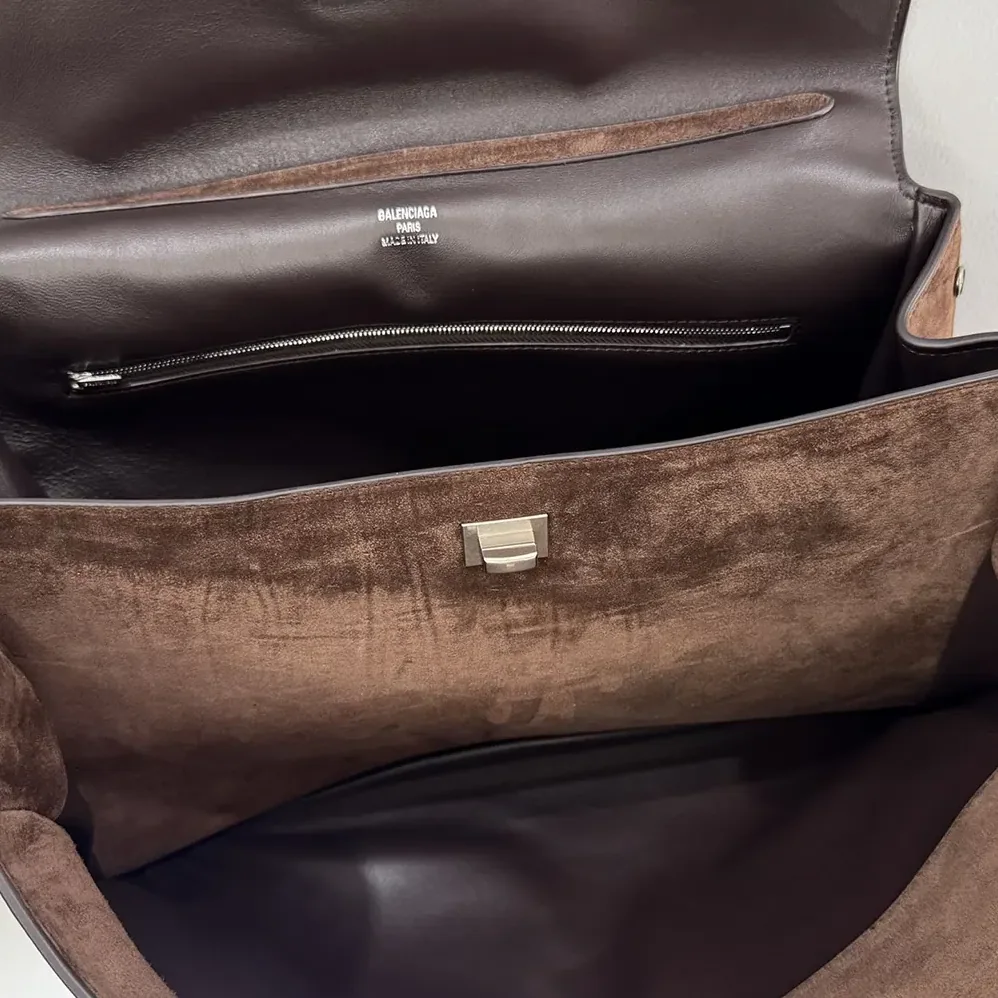 Balenciaga Rodeo Handbag Large in Light Espresso Waxed Suede Calfskin and Smooth Calfskin for Women Balenciaga Rodeo Handbag Large in Light Espresso Waxed Suede Calfskin and Smooth Calfskin for Women