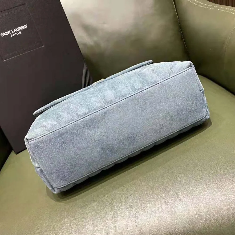 Saint Laurent YSL Loulou Medium Chain Bag in “Y”-Quilted Suede for Women in Silver Saint Laurent YSL Loulou Medium Chain Bag in “Y”-Quilted Suede for Women in Silver