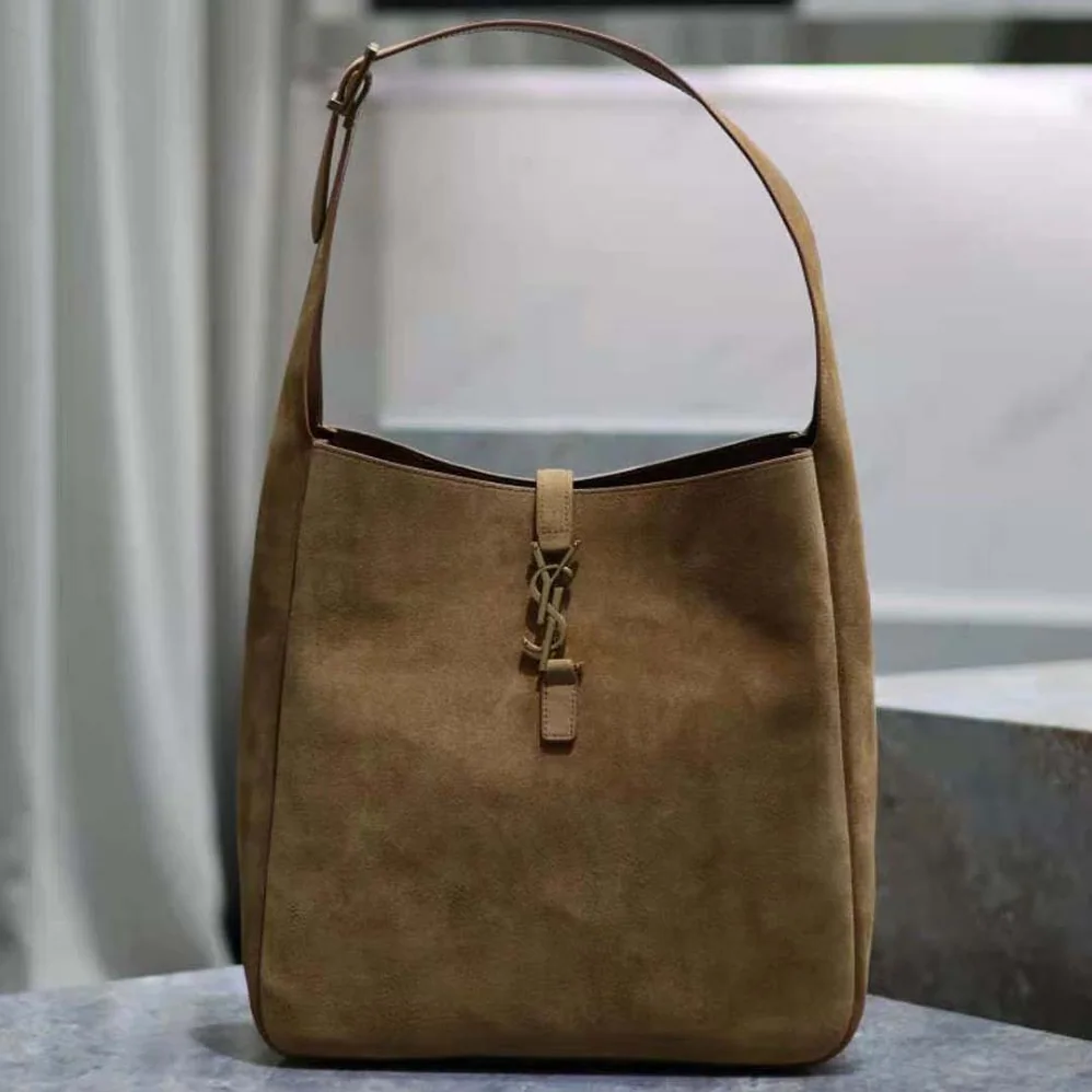 Saint Laurent YSL Le 5 à 7 Supple Small in Suede for Women in Brown Saint Laurent YSL Le 5 à 7 Supple Small in Suede for Women in Brown