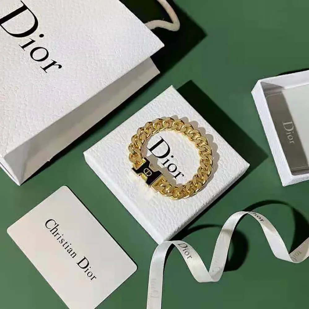Dior 30 Montaigne Bracelet Gold-Finish Metal and Black Lacquer for Women