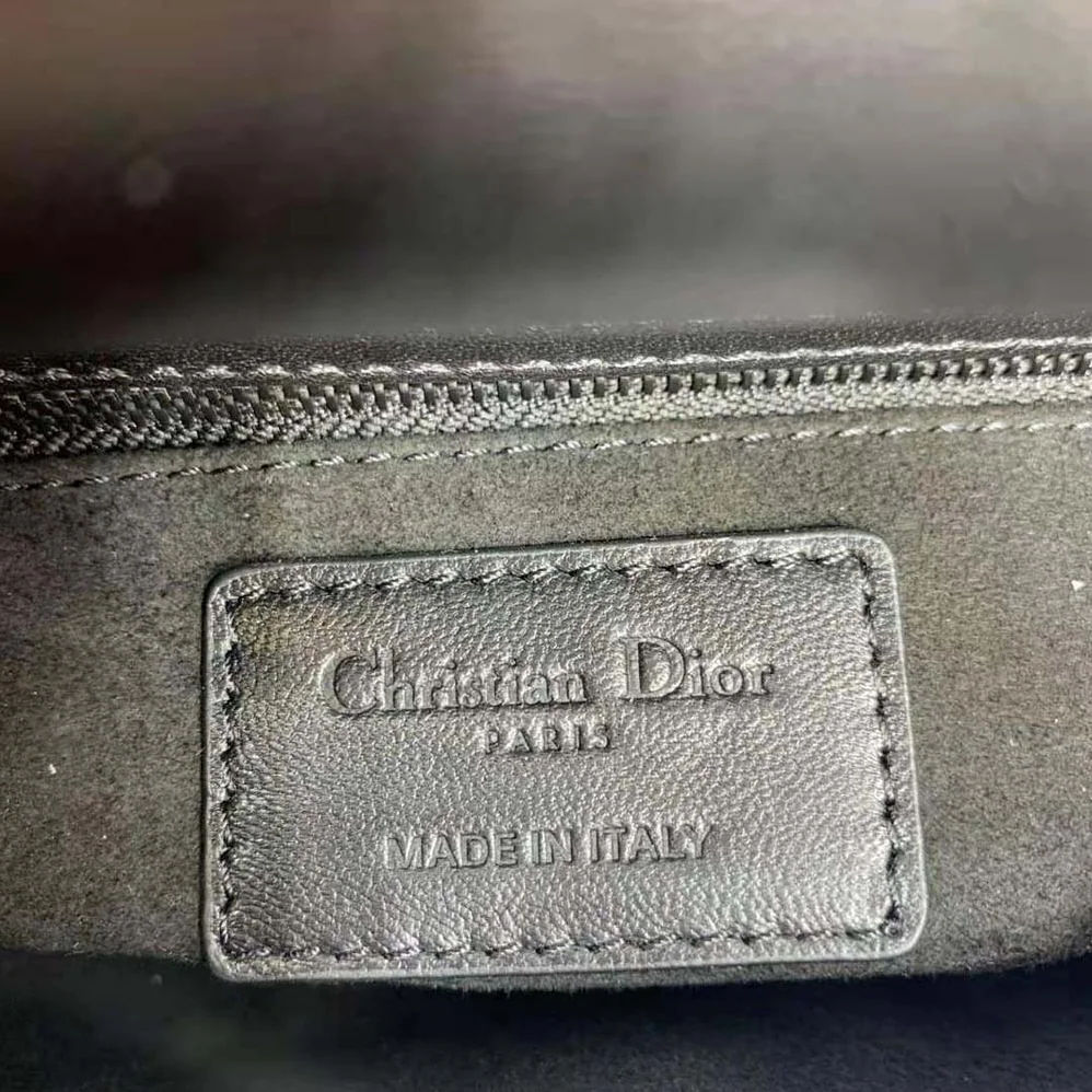 Dior Small Lady Dior my Abcdior Bag Black Cannage Calfskin with Diamond Motif for Women