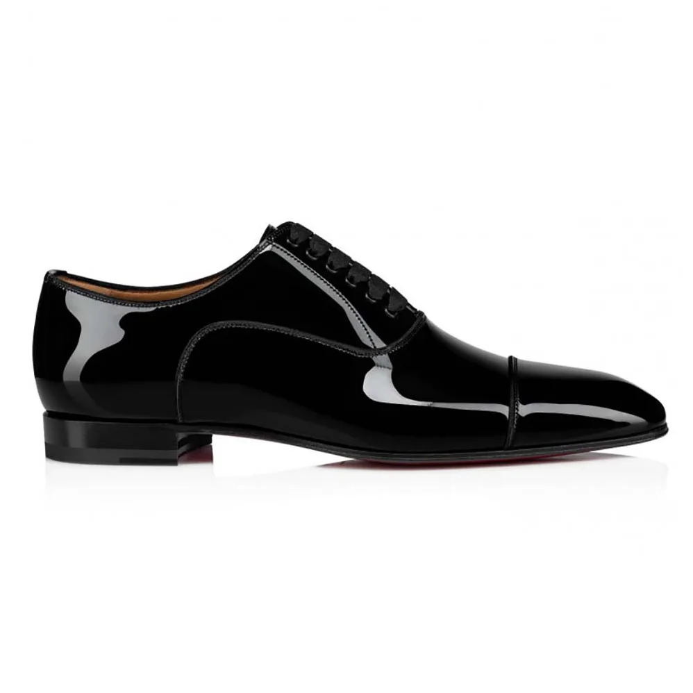 Christian Louboutin Greggo Lace-up Shoes in Patent Calf Leather for Men in Black Christian Louboutin Greggo Lace-up Shoes in Patent Calf Leather for Men in Black