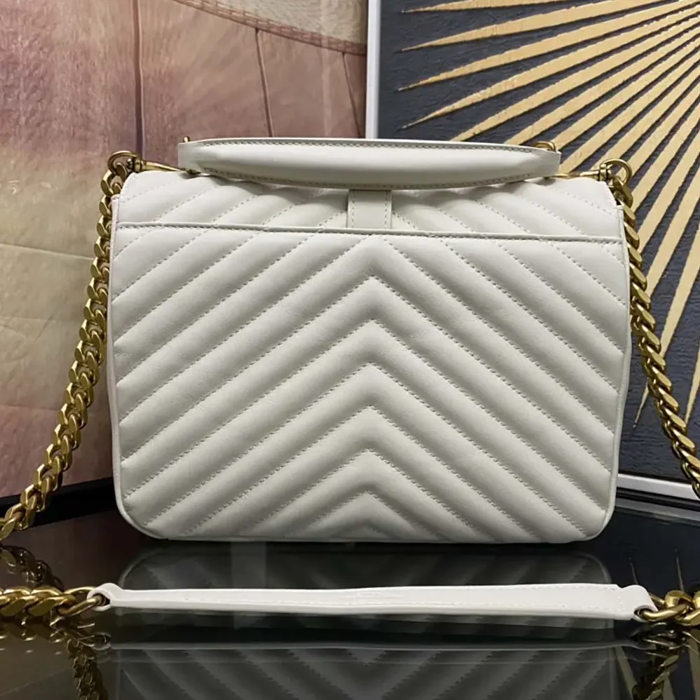 Saint Laurent YSL College Medium in Quilted Leather for Women in White