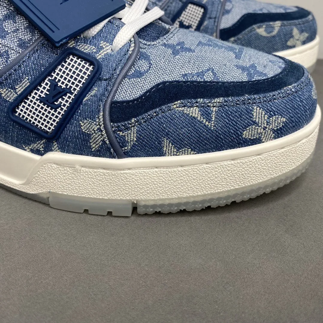 Louis Vuitton Trainer Sneaker Rubber Monogram Denim Blue Virgil Abloh