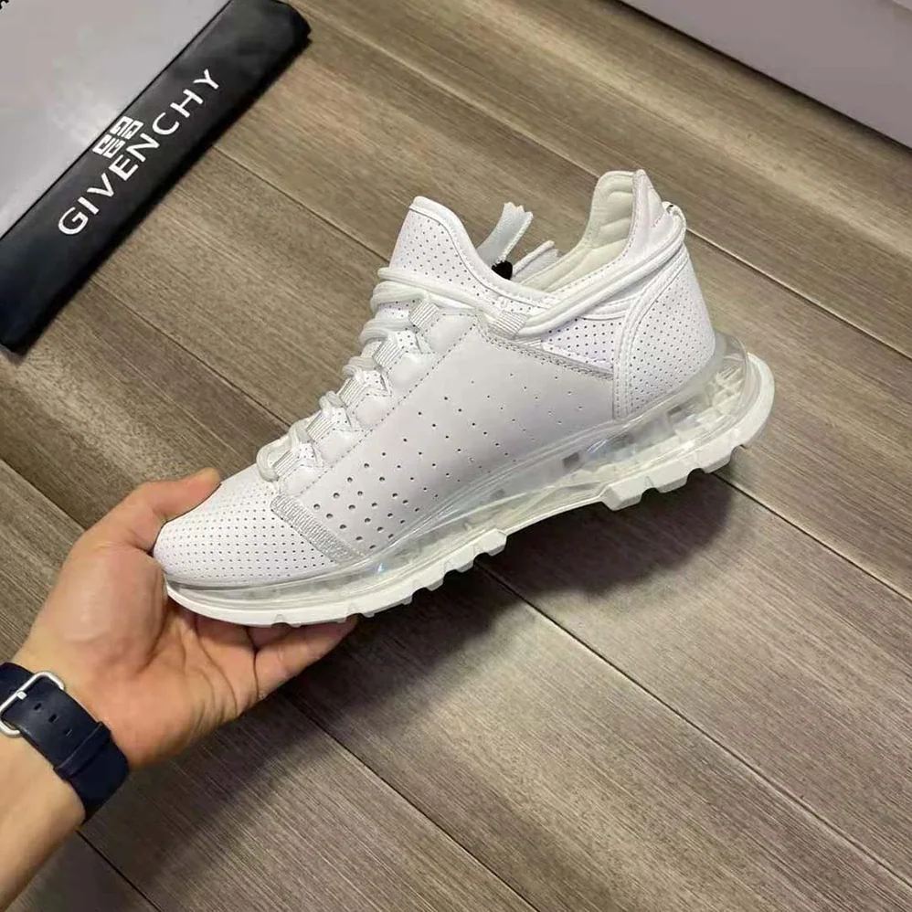 Givenchy Spectre Low Runners Sneakers in Perforated Leather with Zip for Unisex in White