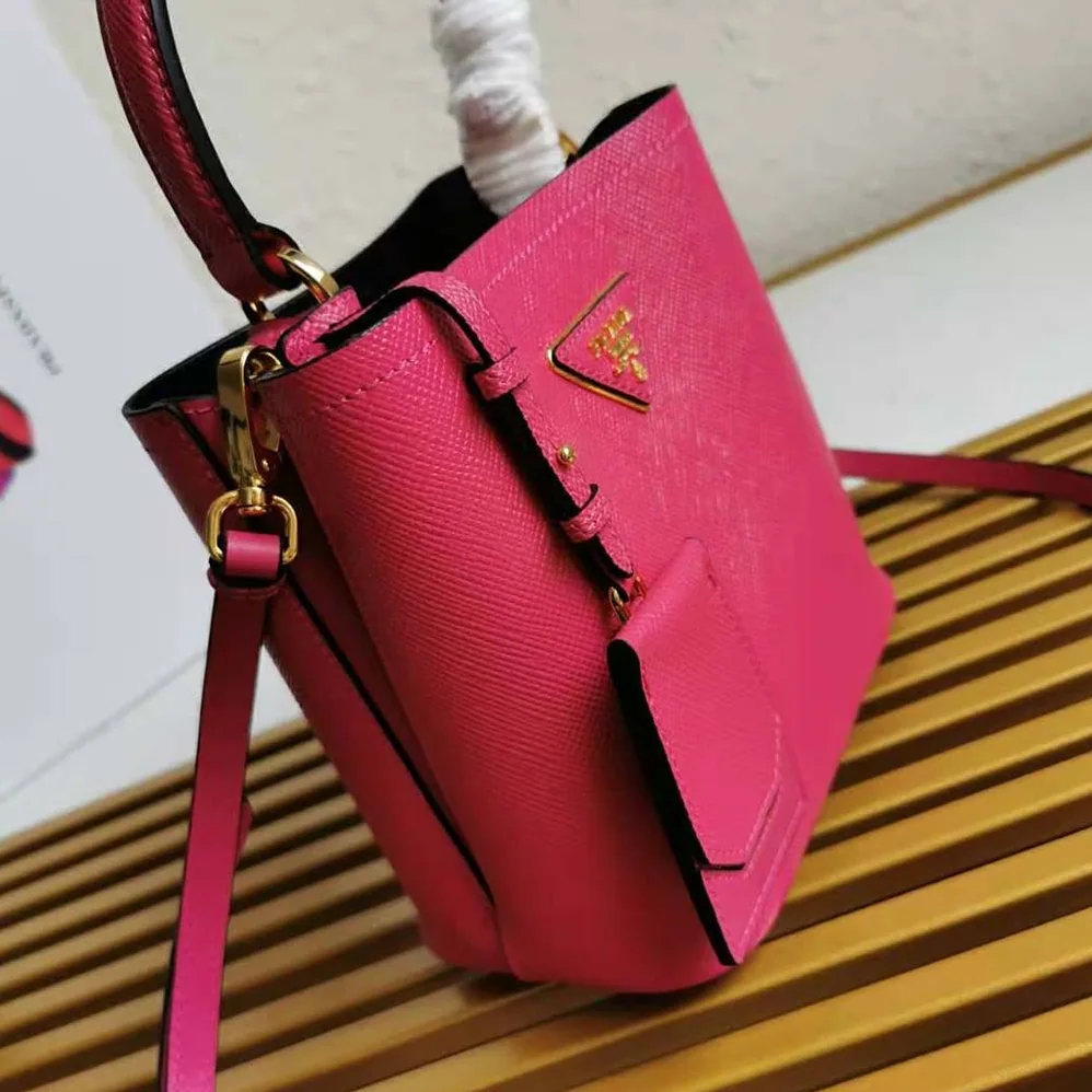 Prada Small Saffiano Leather Prada Panier Bag for Women in Rose Prada Small Saffiano Leather Prada Panier Bag for Women in Rose