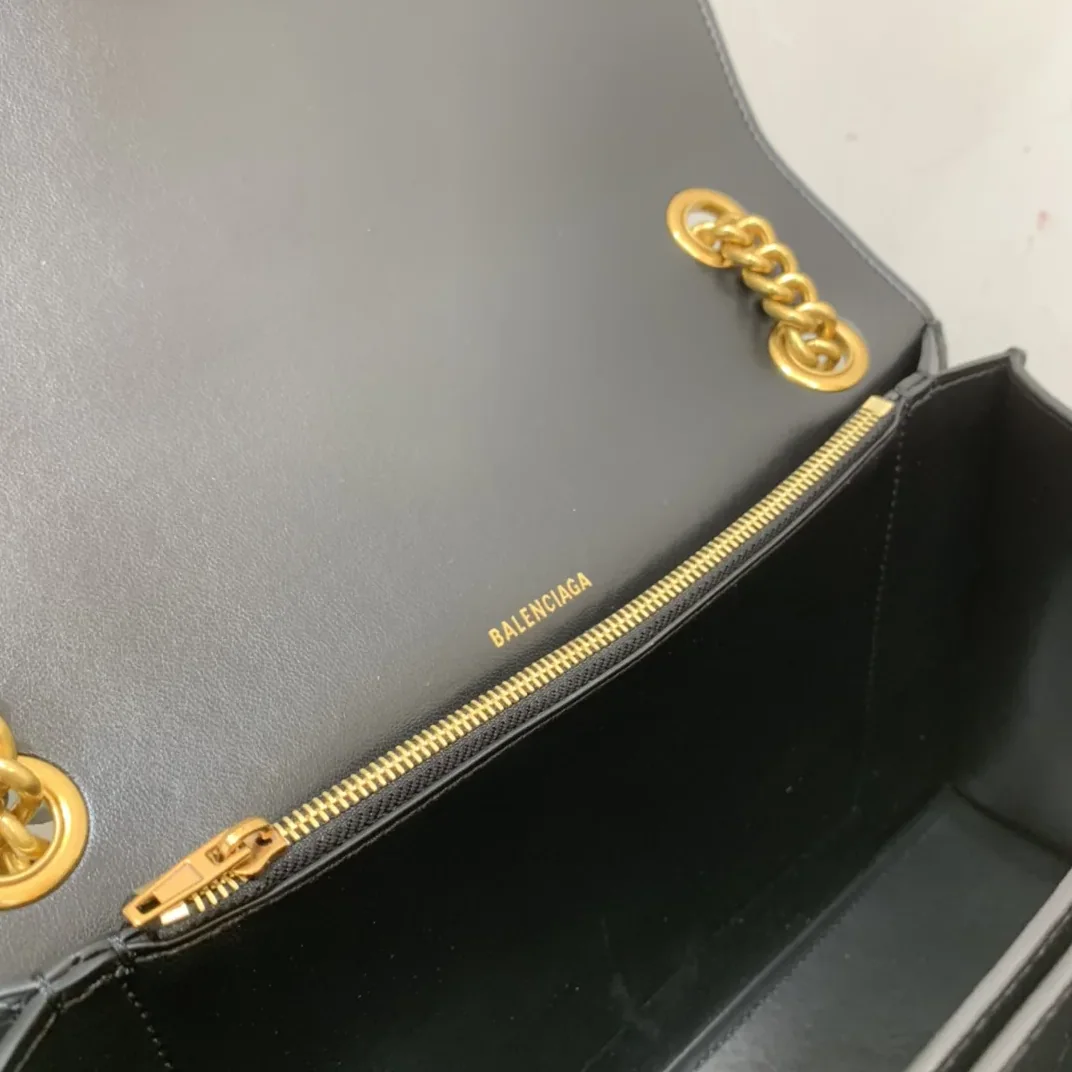 Balenciaga Crush Medium Chain Bag In Black / Balenciaga Crush Medium Chain Bag In Black /