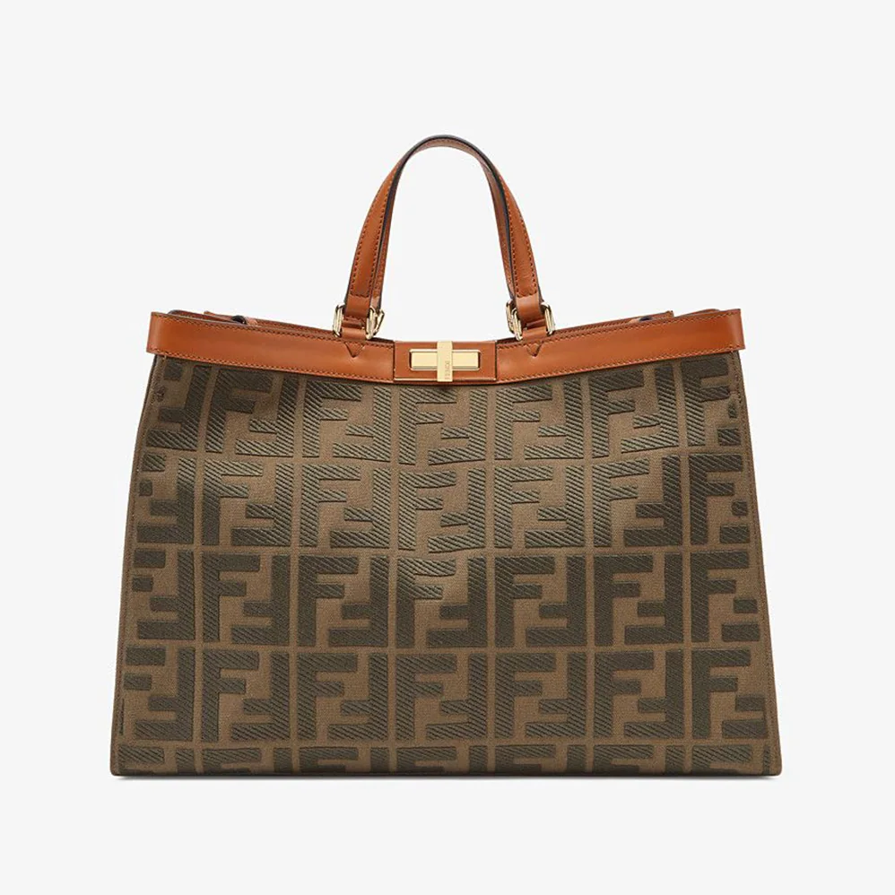 Fendi Peekaboo X for Women in Tote Green Canvas Bag Fendi Peekaboo X for Women in Tote Green Canvas Bag