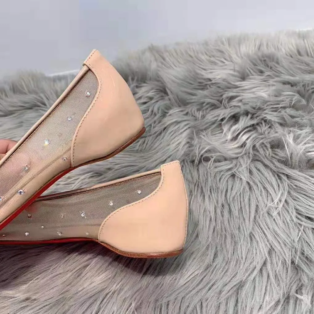 Christian Louboutin Follies Strass Ballet Flat for Women in Sandy Christian Louboutin Follies Strass Ballet Flat for Women in Sandy
