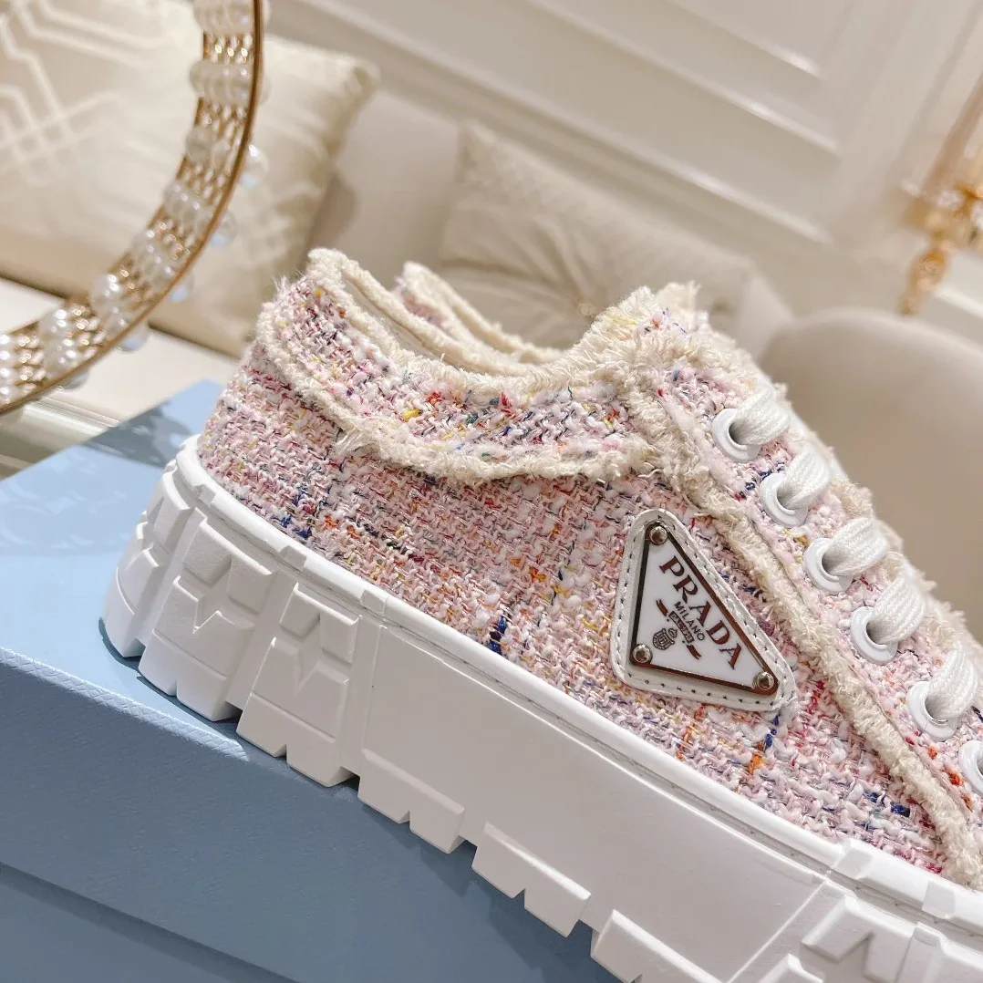 Prada Gabardine Canva Double Wheel Sneakers Pink in PRD