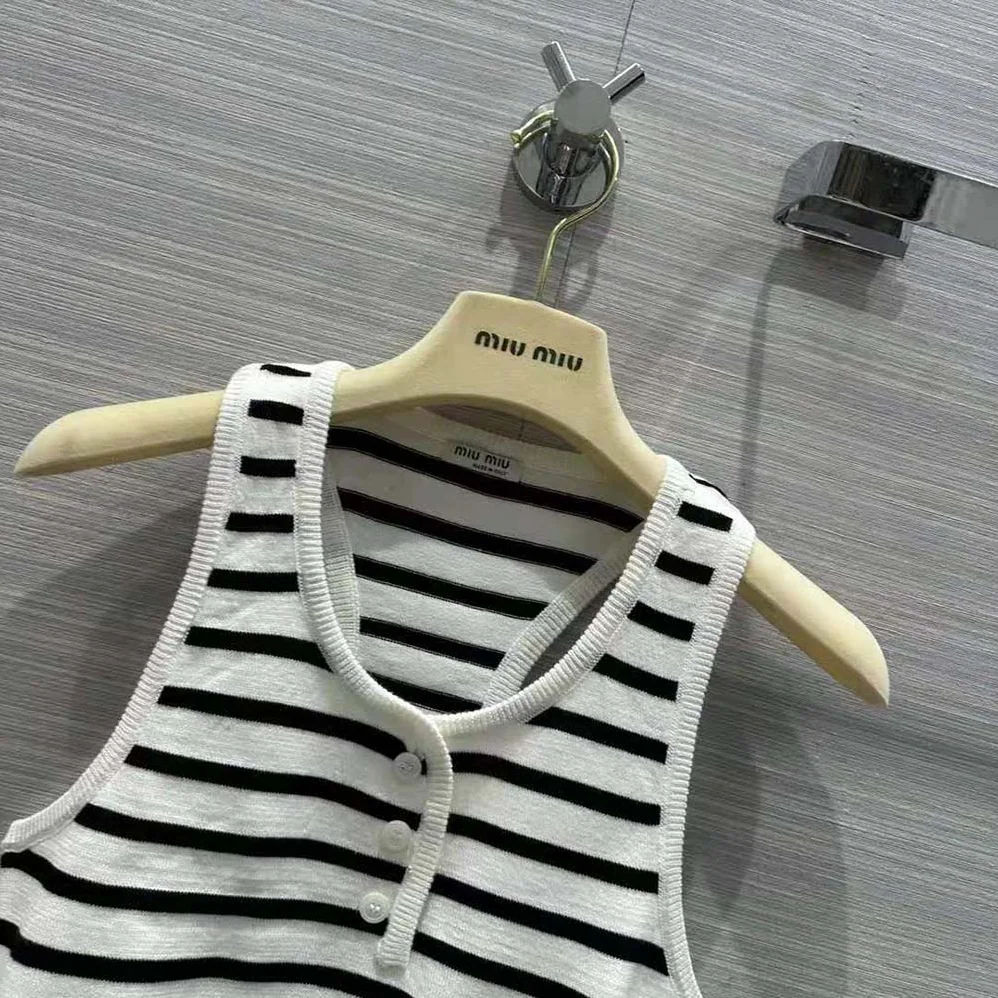 Miu Miu Cotton Top with Intarsia Logo for Women in White