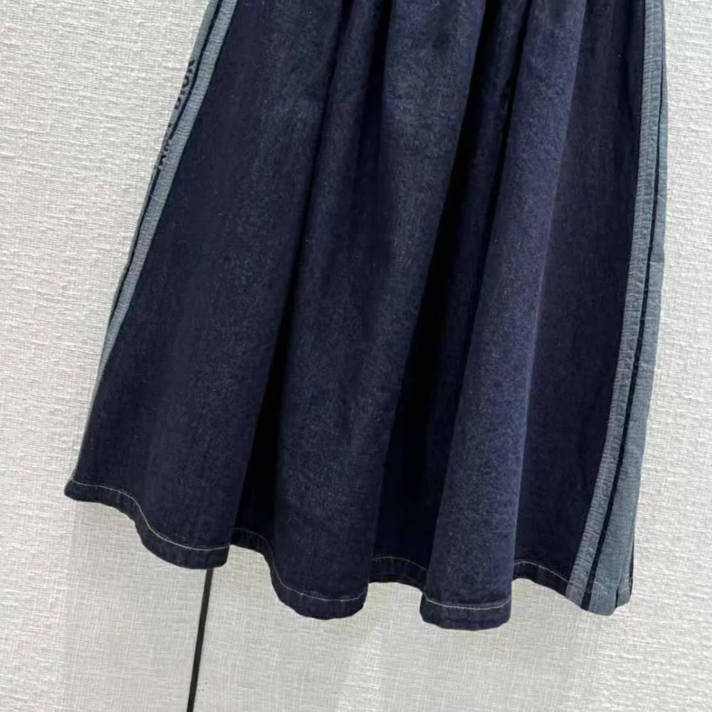 Dior Denim Couture Mid-Length Skirt Deep Blue Lightweight Cotton Denim for Women Dior Denim Couture Mid-Length Skirt Deep Blue Lightweight Cotton Denim for Women