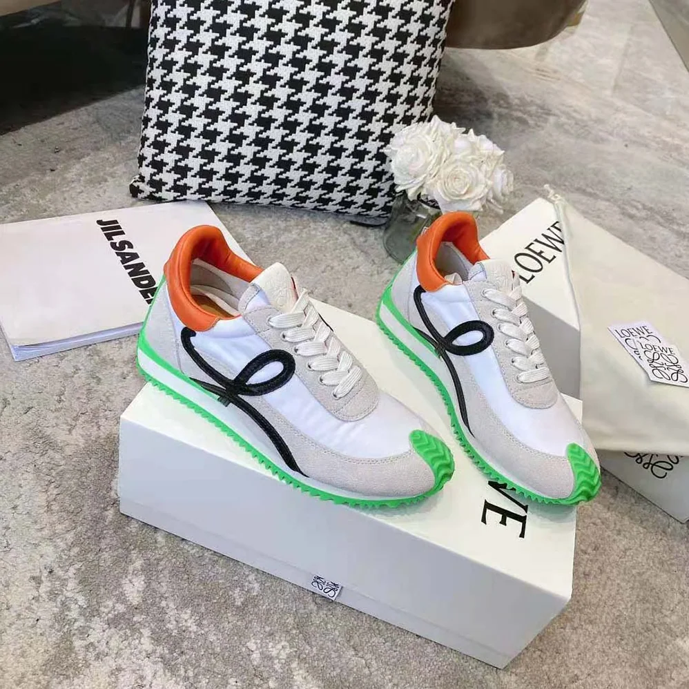 Loewe Flow Runner in Nylon and Suede for Women in Lime Loewe Flow Runner in Nylon and Suede for Women in Lime