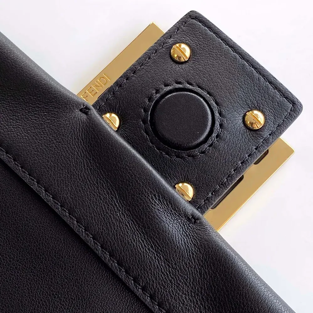 Fendi Mamma Baguette Medium Black Nappa Leather Bag for Women