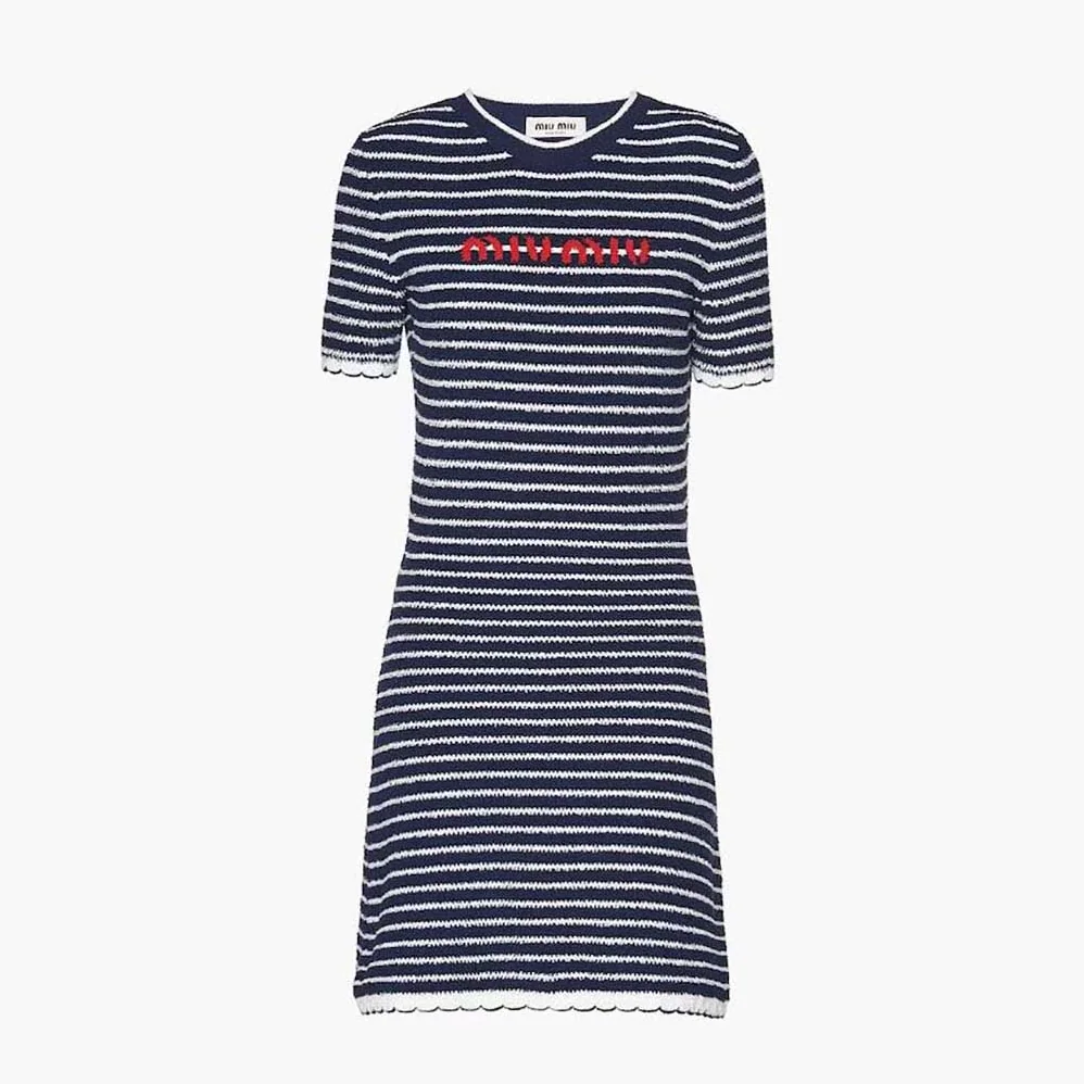 Miu Miu Bouclé Cotton Crew-Neck Mini for Women in Dress Miu Miu Bouclé Cotton Crew-Neck Mini for Women in Dress